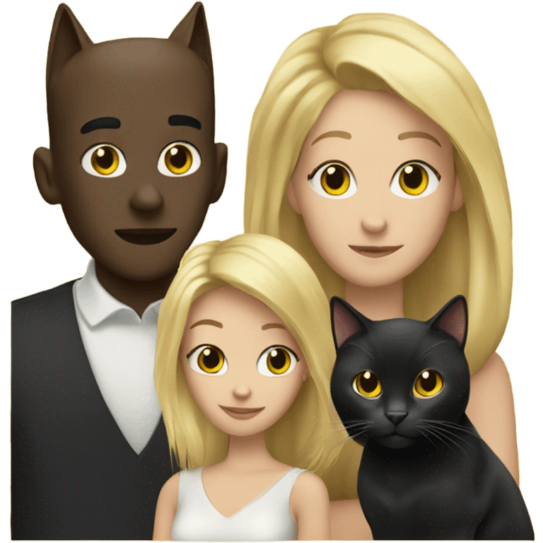 black cat with blond man and blond woman emoji