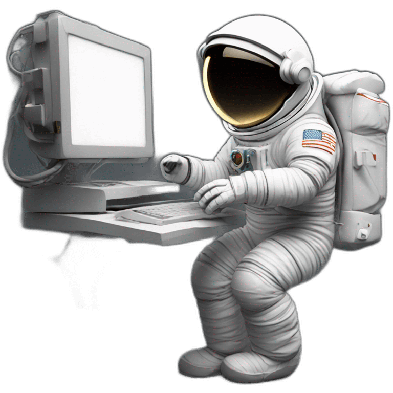 Astronaut using computer on Jupiter emoji