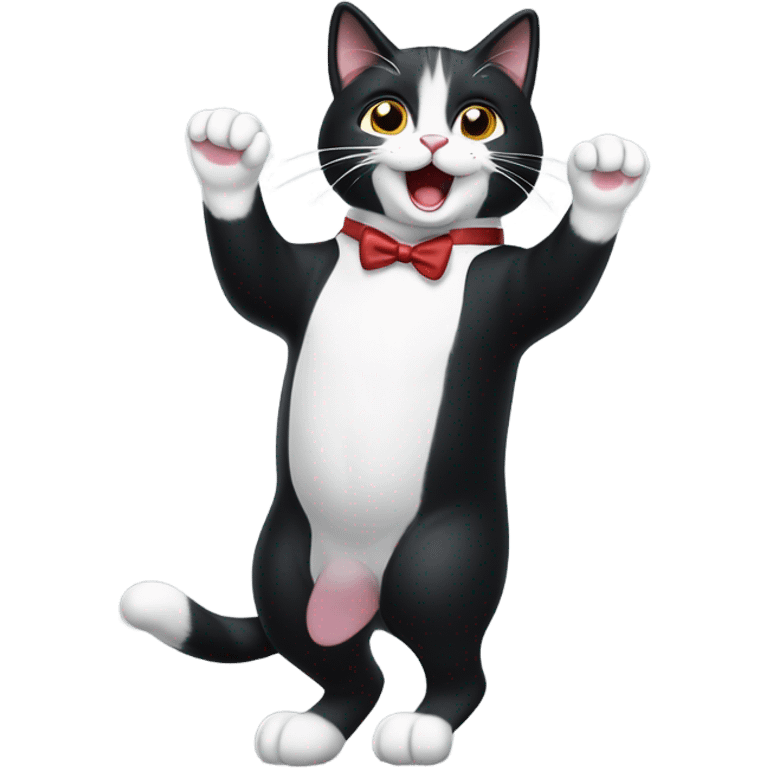 Tuxedo cat dancing emoji