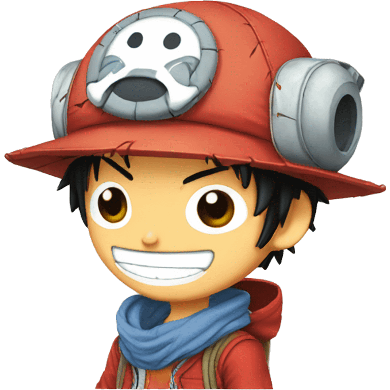 Luffy avec un casque stitch emoji