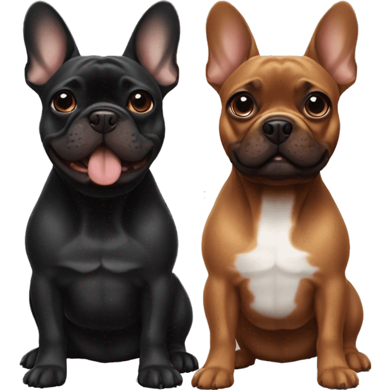 Black brittle French bulldog and brown dachshund  emoji