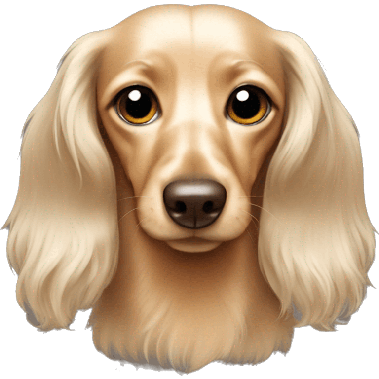 dachshund long haired cream with brown dotts emoji