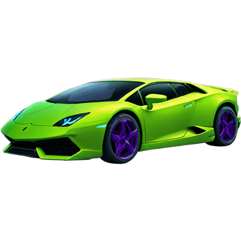 neon Lamborghini with cyber punk emoji