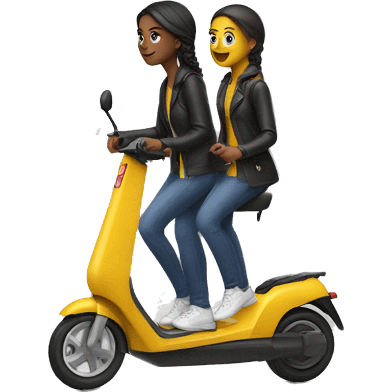 2 girls on a standing e-scooter emoji