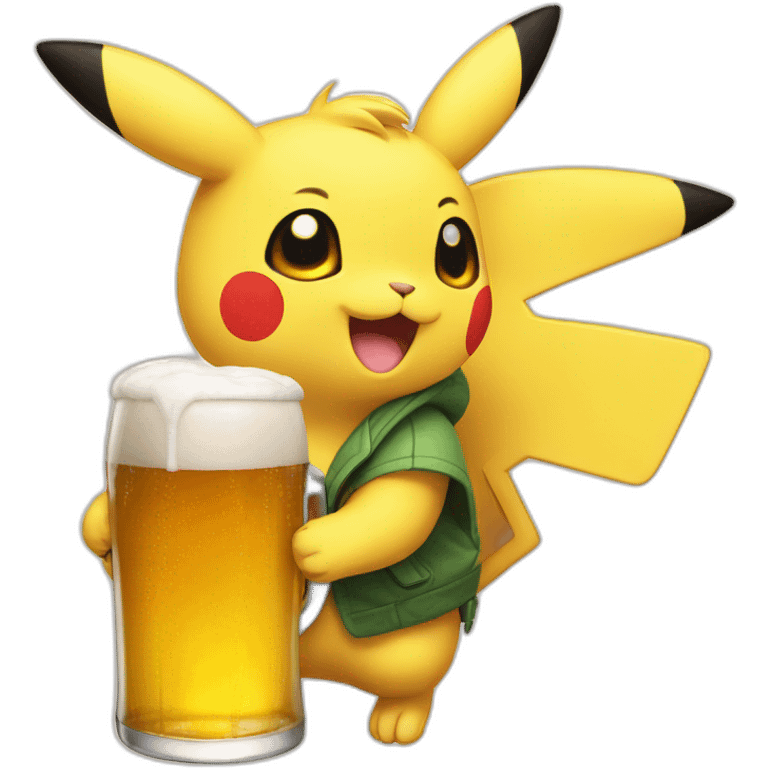 Pikatchu handed a beer emoji