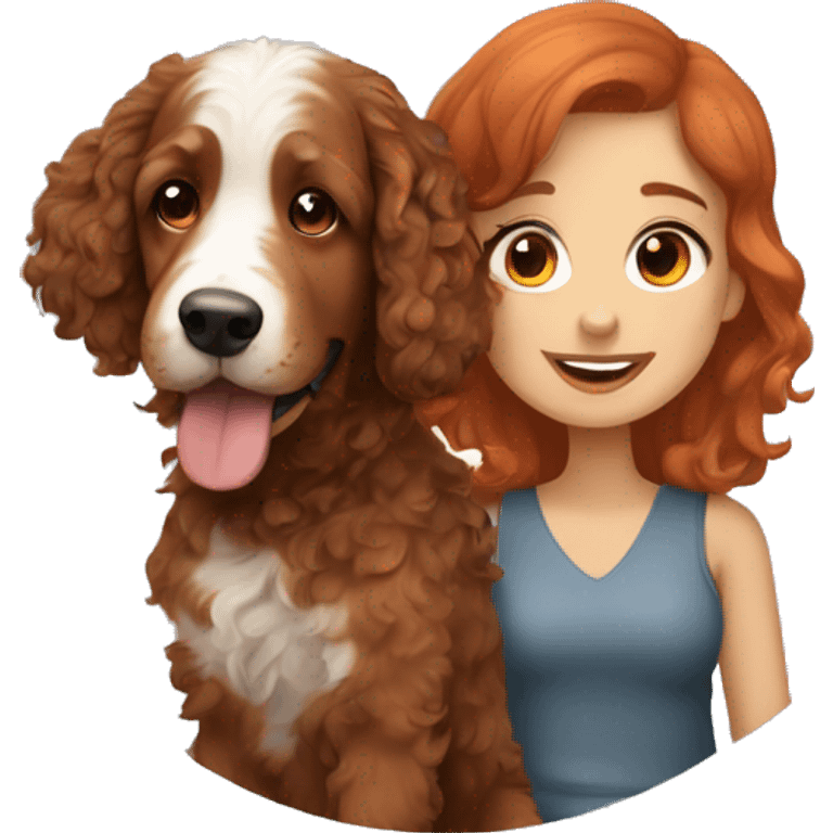 redhead girl with merle bernedoodle emoji