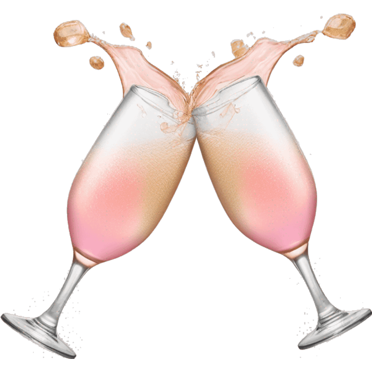 glasses of pastel pink champagne are smashing against each other emoji