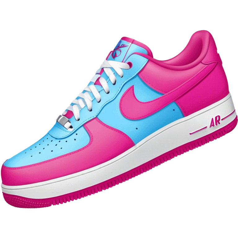 Hot pink and light blue air force 1s  emoji