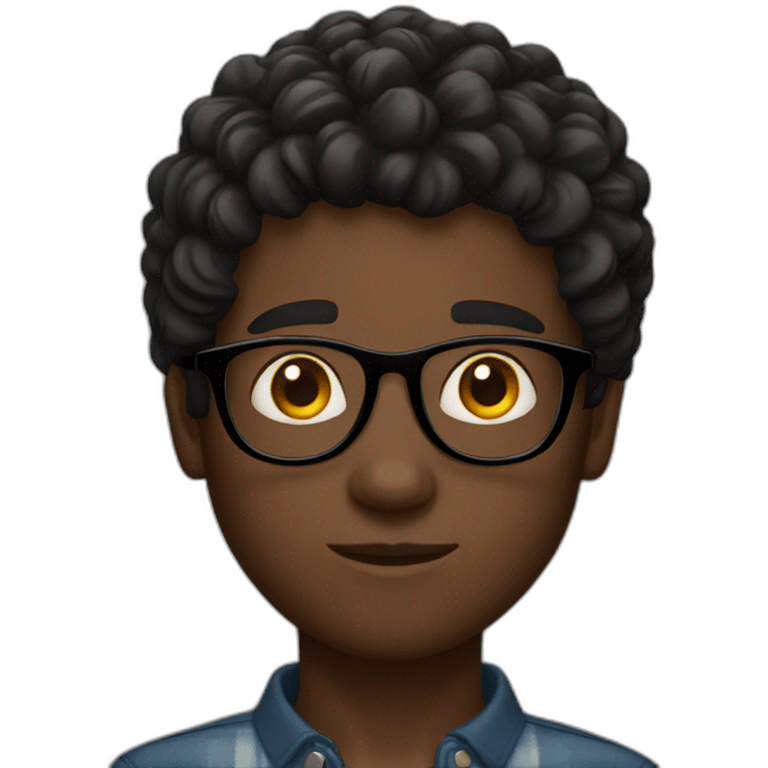 Black boy normal hair glasses emoji