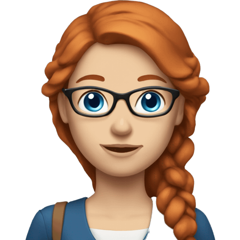  female teacher redhead hair holding books blue eyes emoji