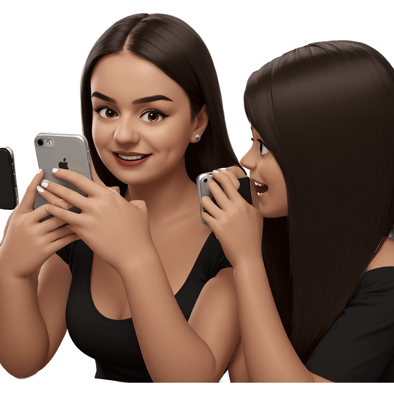 smiling girls with phones emoji