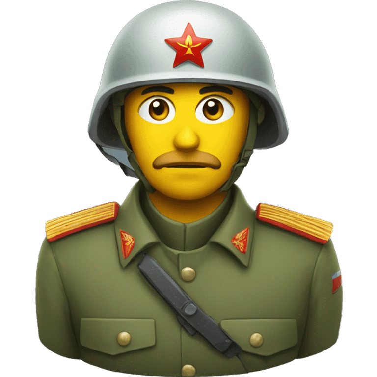 ussr soldier serious with military helmet emoji