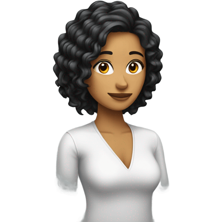 chica blanca y cabello negro lacion emoji