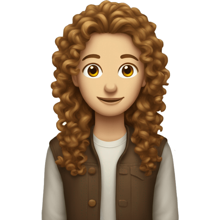 long brown haired curly headed white ma emoji