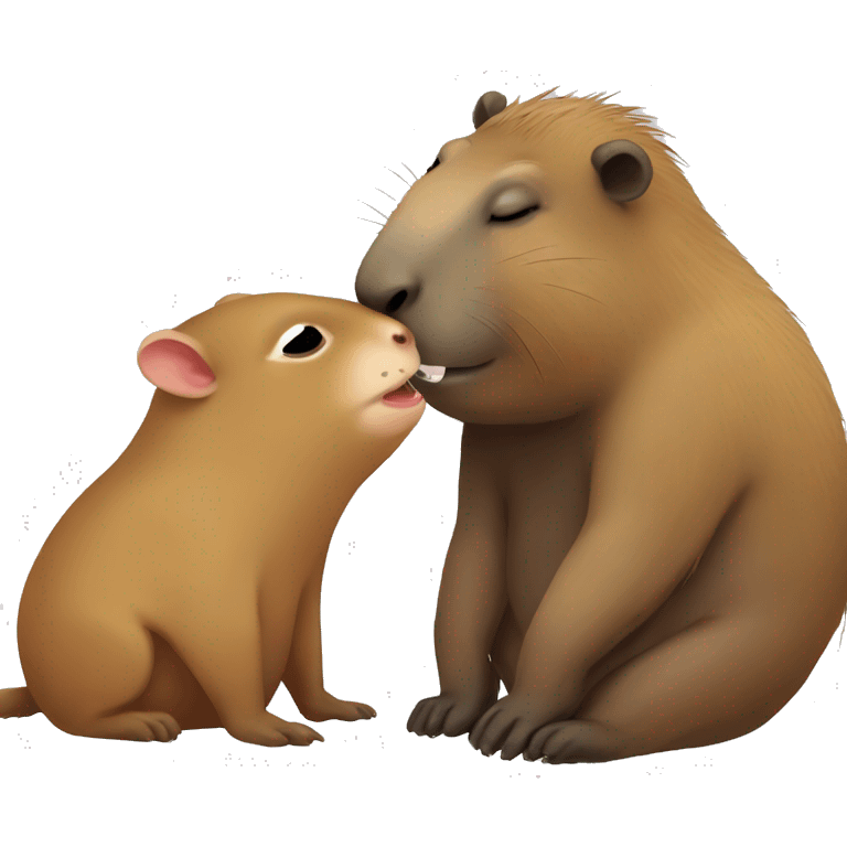 Capybara and monkey kissing emoji