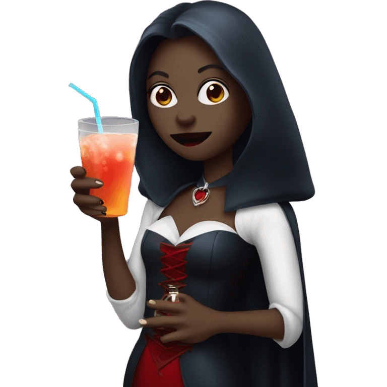 Vampire with drink in her hand emoji