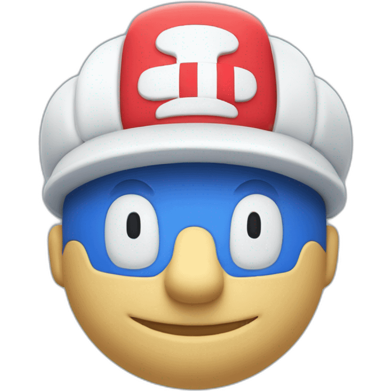 smiling blue and white dr mario mascot emoji