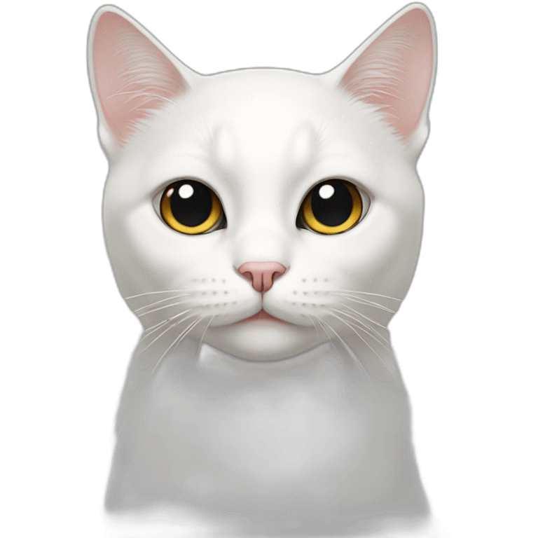 white cat with black left eye zone emoji