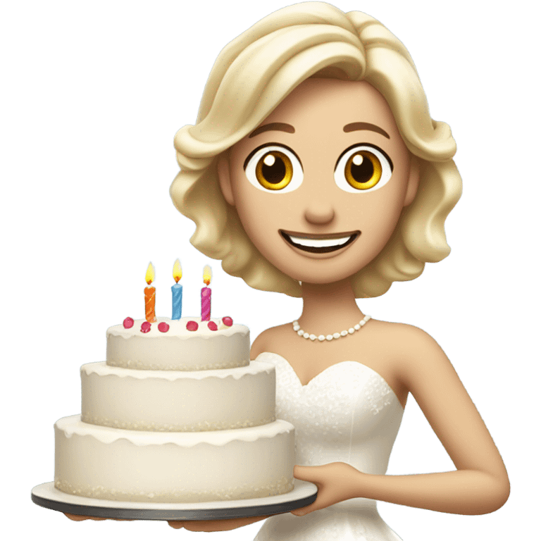 Blonde bride celebrating her birthday emoji