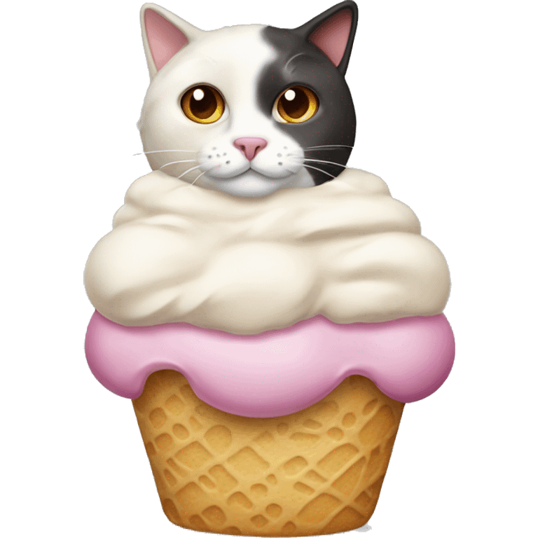 Icecream with fat calico cat emoji