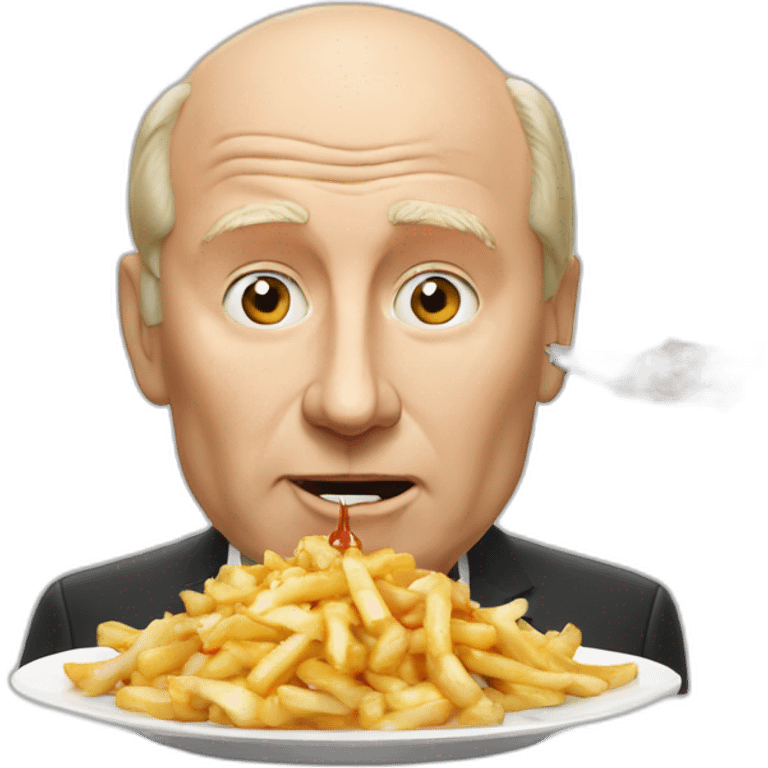 Vladimir poutine qui mange une poutine emoji