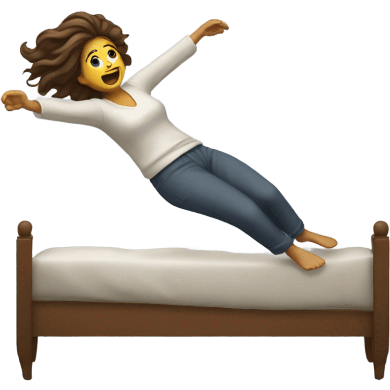 Woman falling out of bed to floor emoji