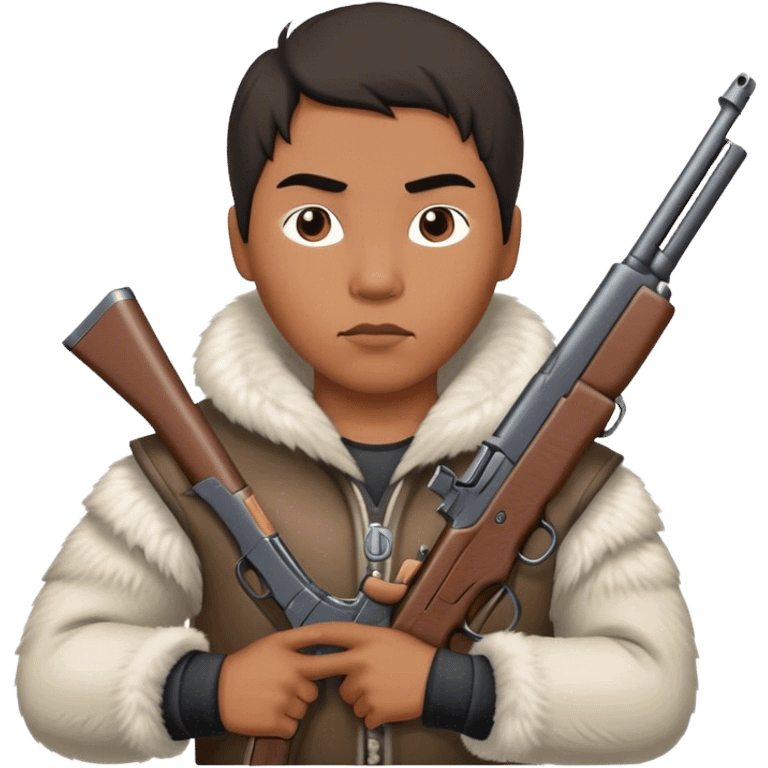 Inuit with a gun emoji