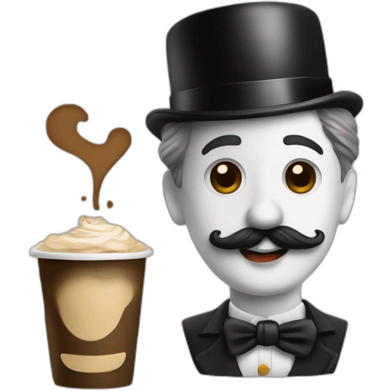 Charlie chaplin and a cofee emoji