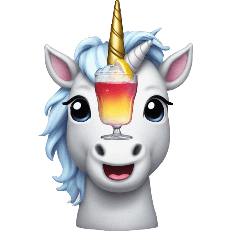 Unicorn with a drink emoji