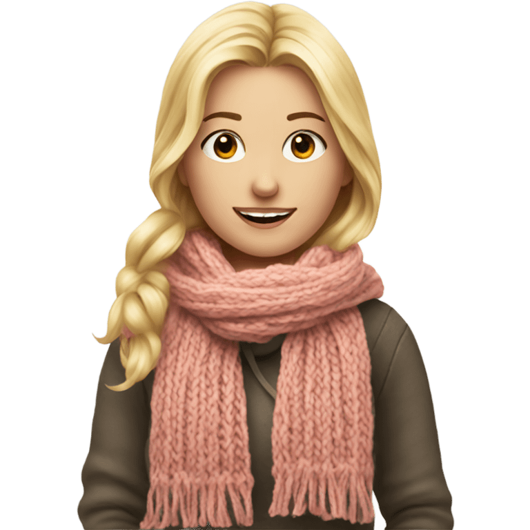 Beautiful finish blonde girl knitting scarf  emoji