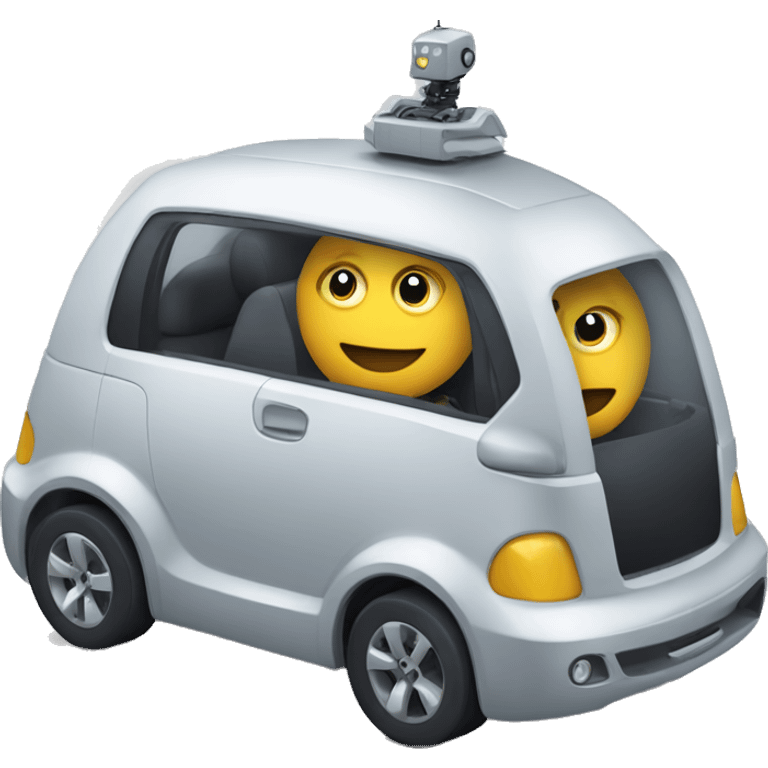 Robot driving a normal car emoji