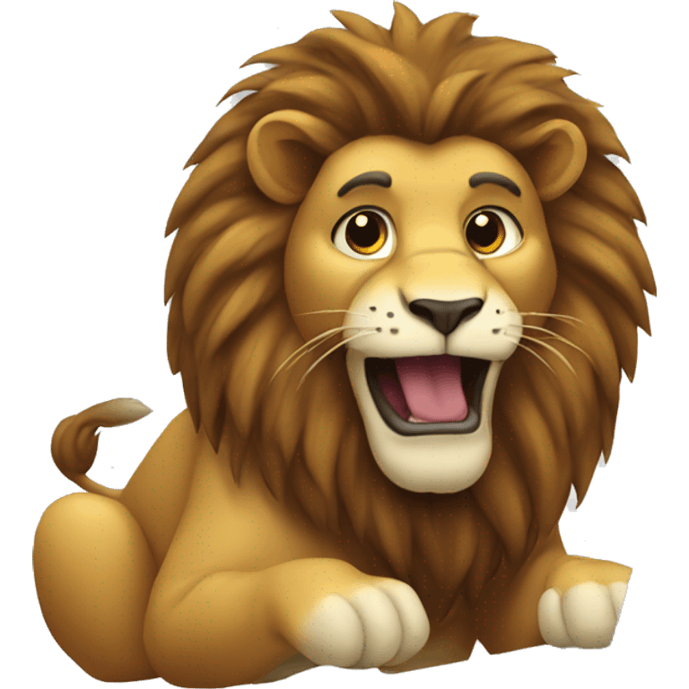 Lion using a computer emoji