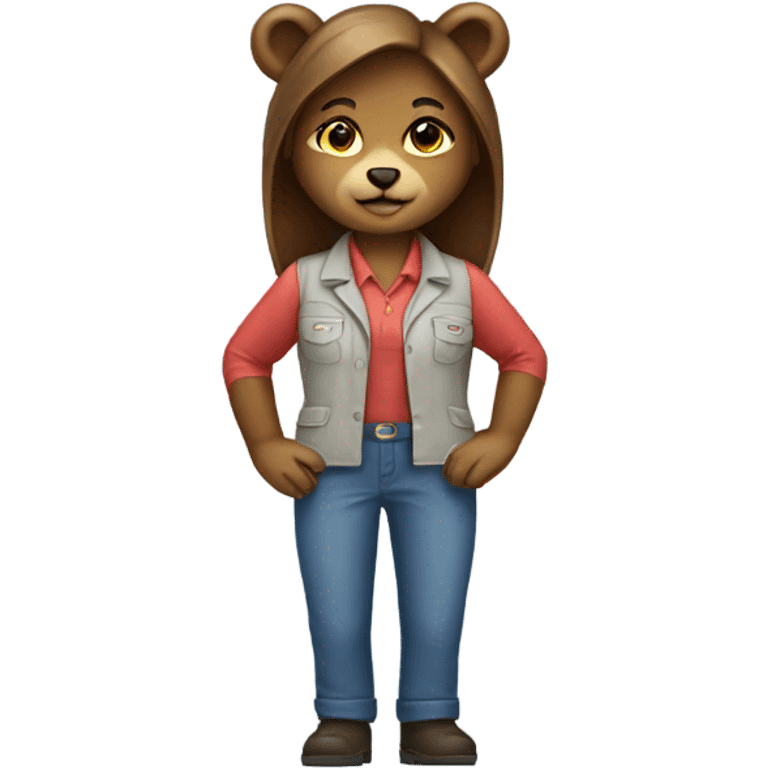 female bear wearing work clothes emoji