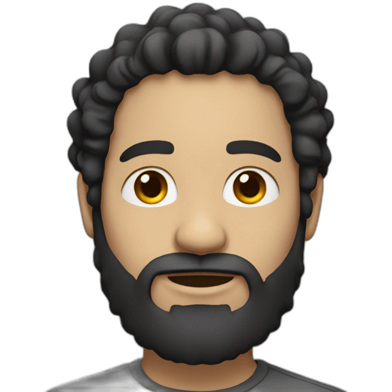 White man with long dark Afro hair and short beard emoji