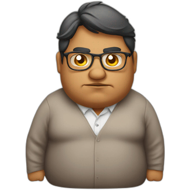 Grumpy fat indian teacher with glasses emoji