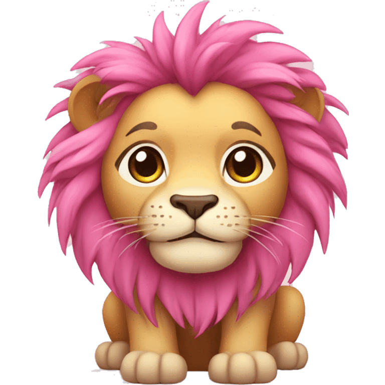 Pink Chibi Cartoon Lion emoji