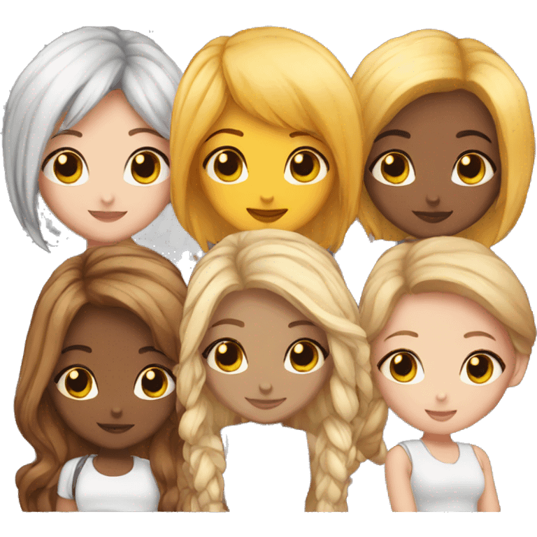 cute girl group of 6girls emoji