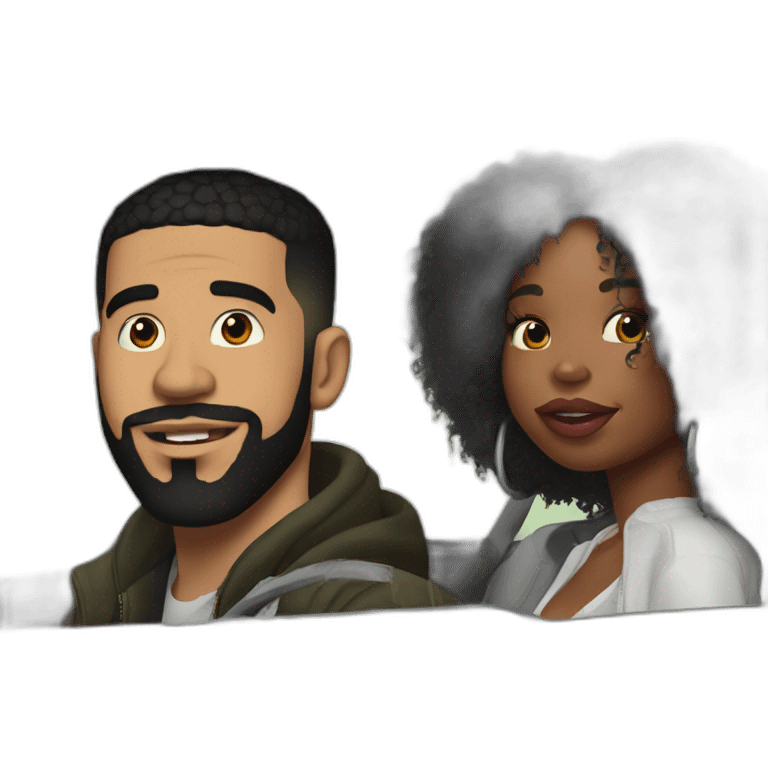 Drake and sza in a car emoji