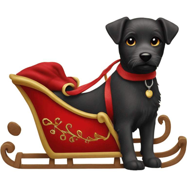 Patterdale dog pulling santas sleigh emoji