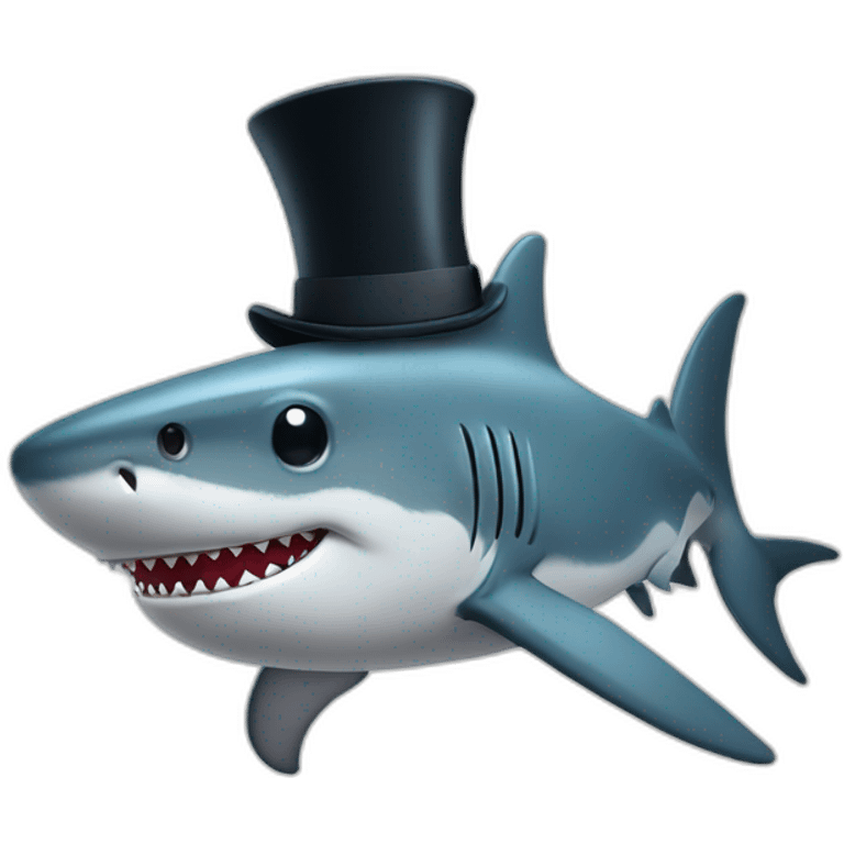 Shark with a top hat emoji