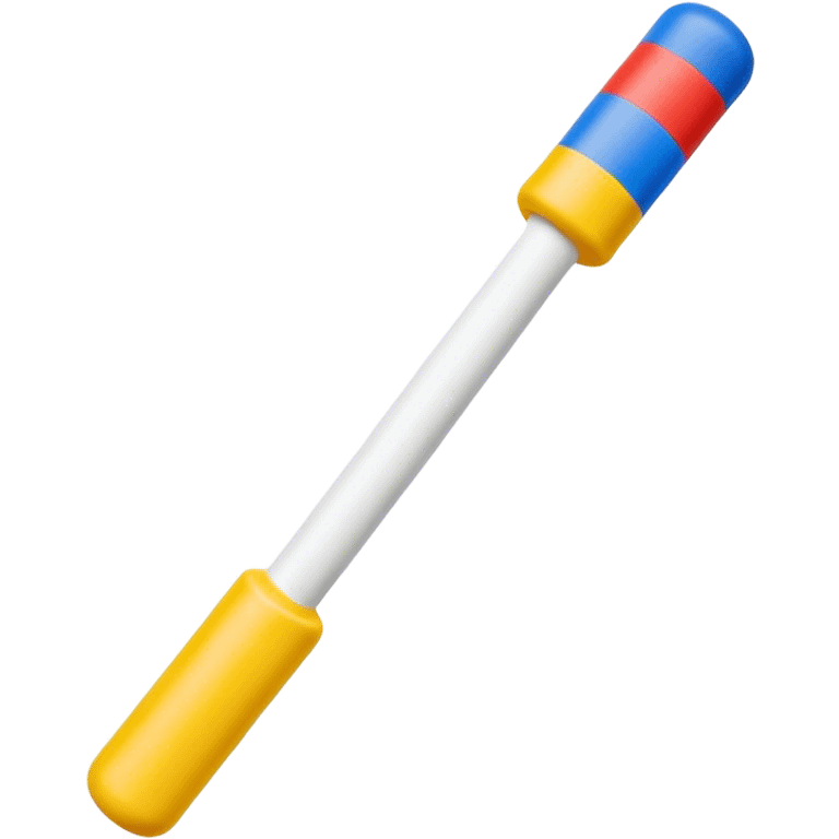 A single foam stick with caps on top and bottom, front view emoji