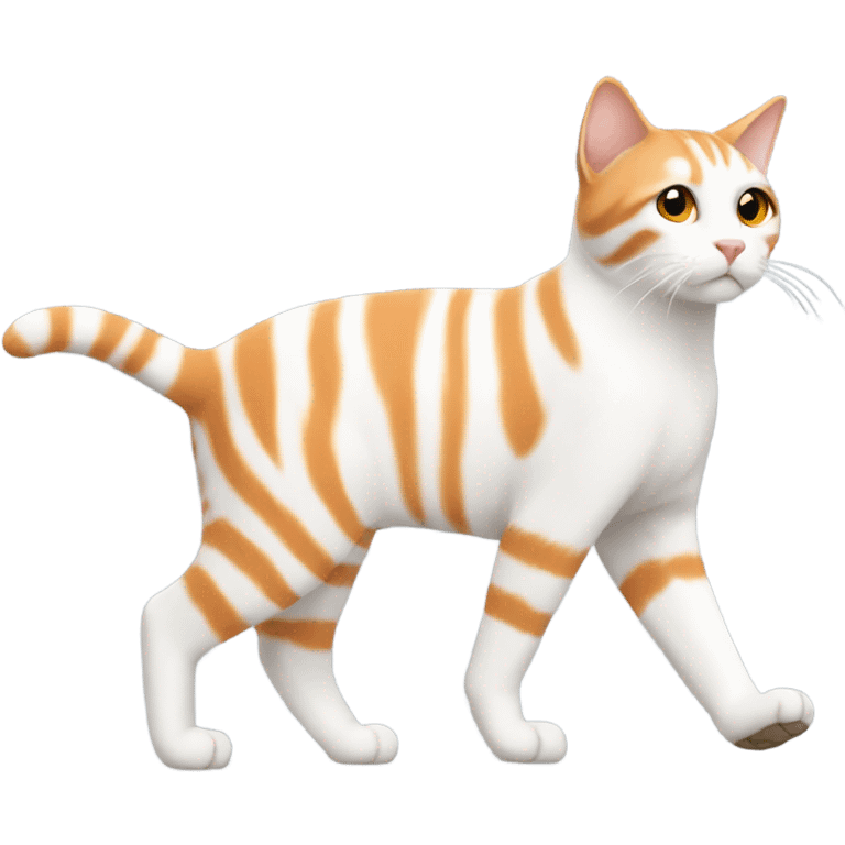 white and orange with stripes cat walking, side view emoji