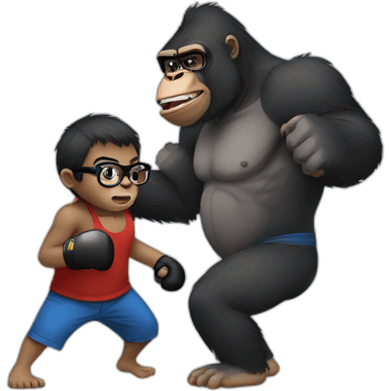 Gorilla boxing a Boy with glasses emoji