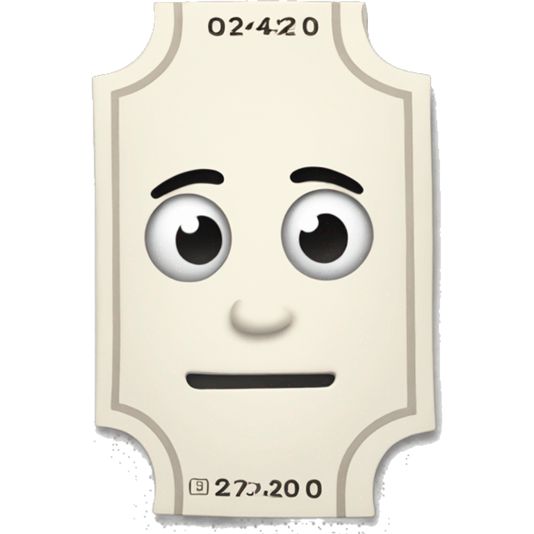 
An animated character in the shape of a ticket emoji