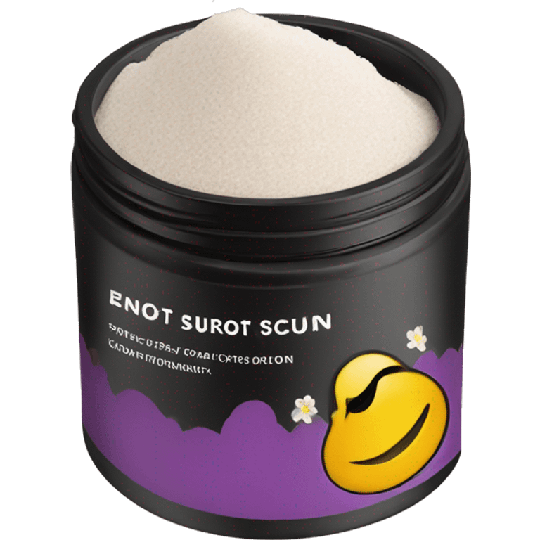 body scrub pot with label emoji