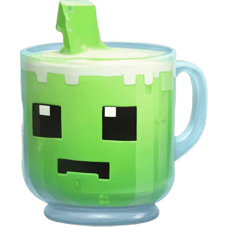 Minecraft Slime with cup on milk emoji