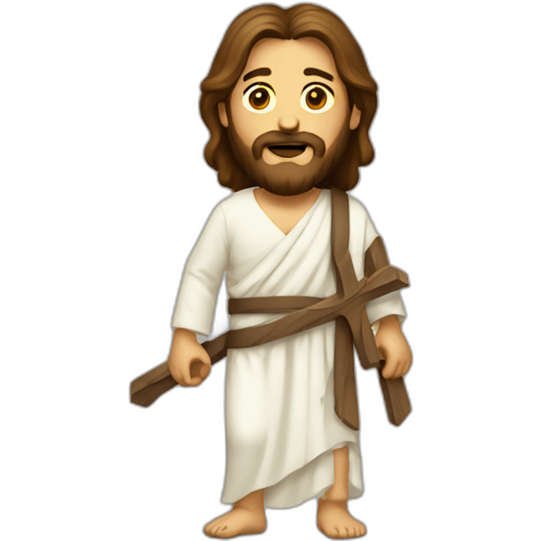 Jesus wounded and walking with cross emoji