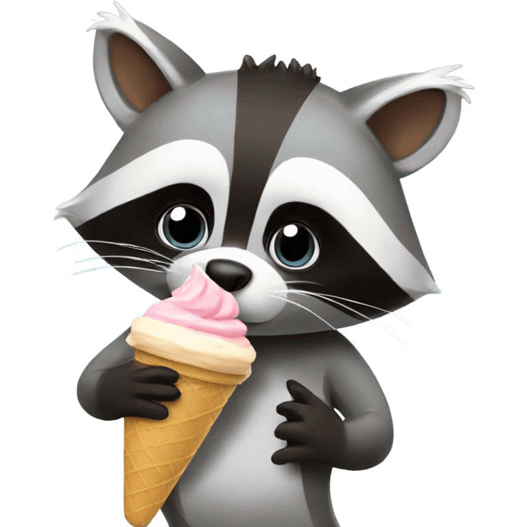 raccoon eating ice cream emoji