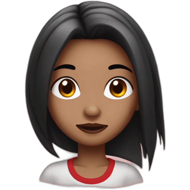 girl with black and red long hair, with nose piercing and an eyebrow cut emoji