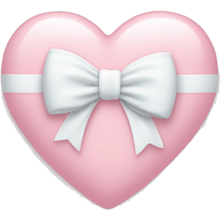 Pastel pink heart with white bow emoji